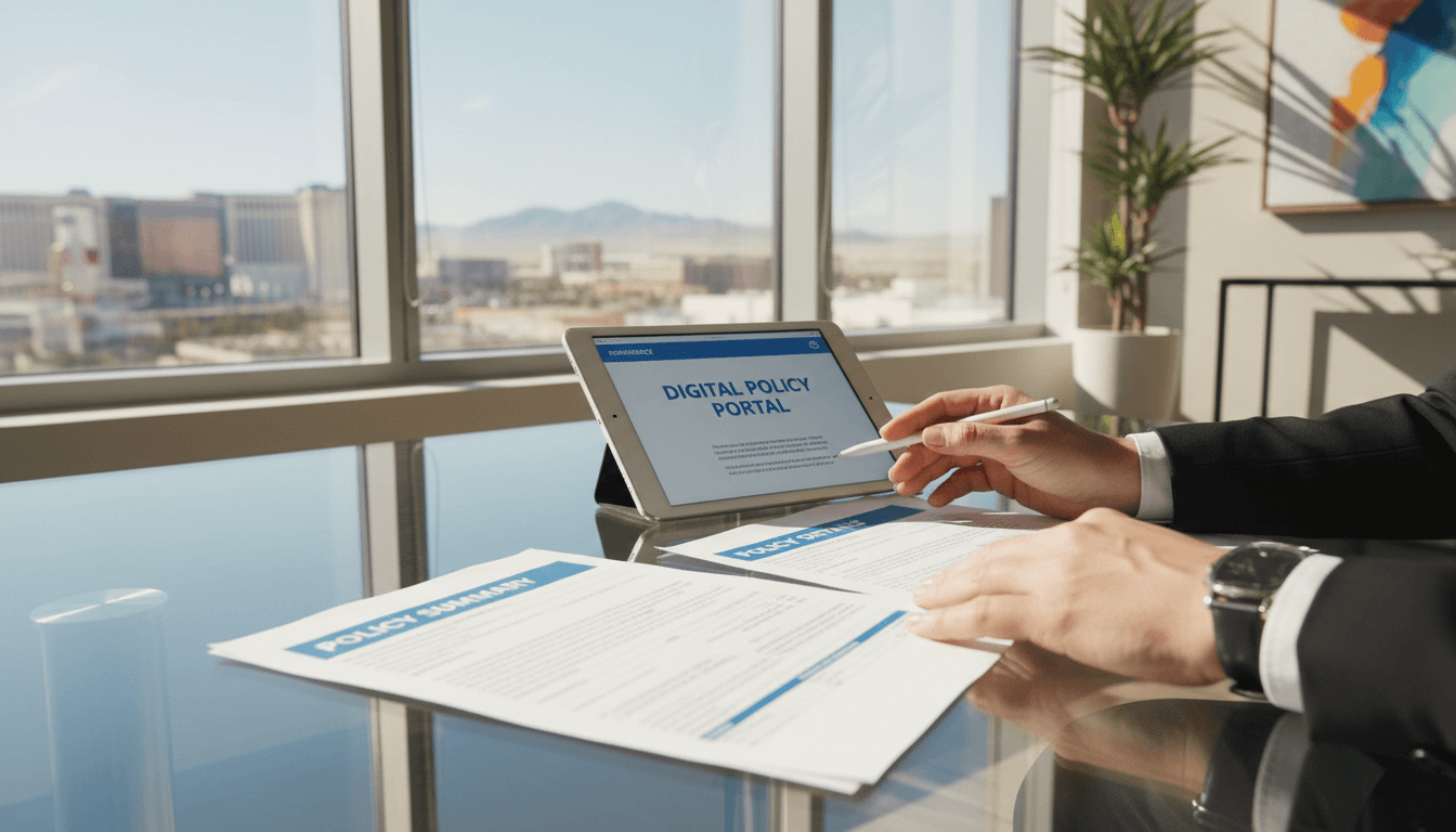 Professional reviewing insurance coverage documents on desk