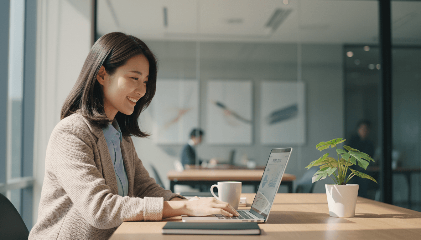 Professional woman reviewing insurance documents at her desk