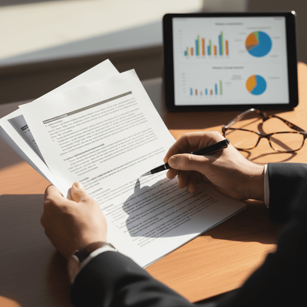 Business owner reviewing group insurance options