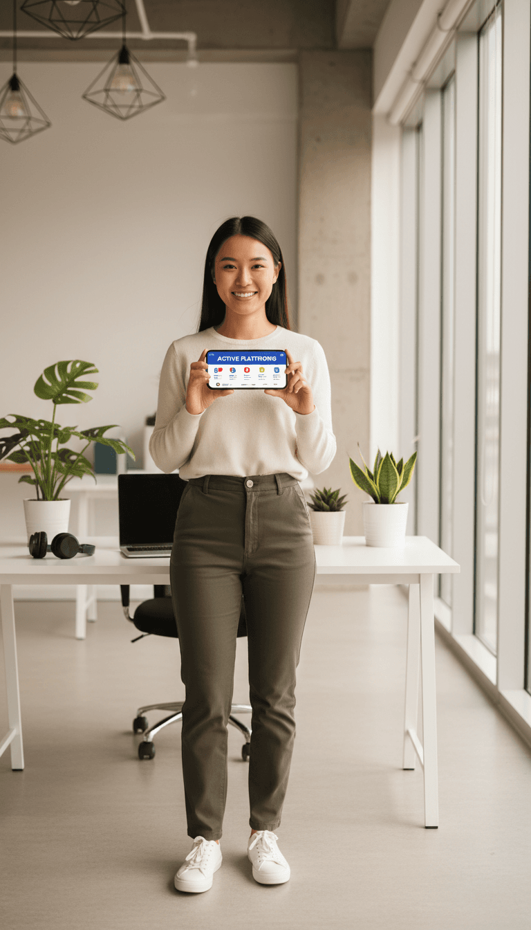 Professional confident with portable insurance coverage